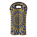 Blue And Yellow Motion Illusion Print Double Neoprene Wine Tote