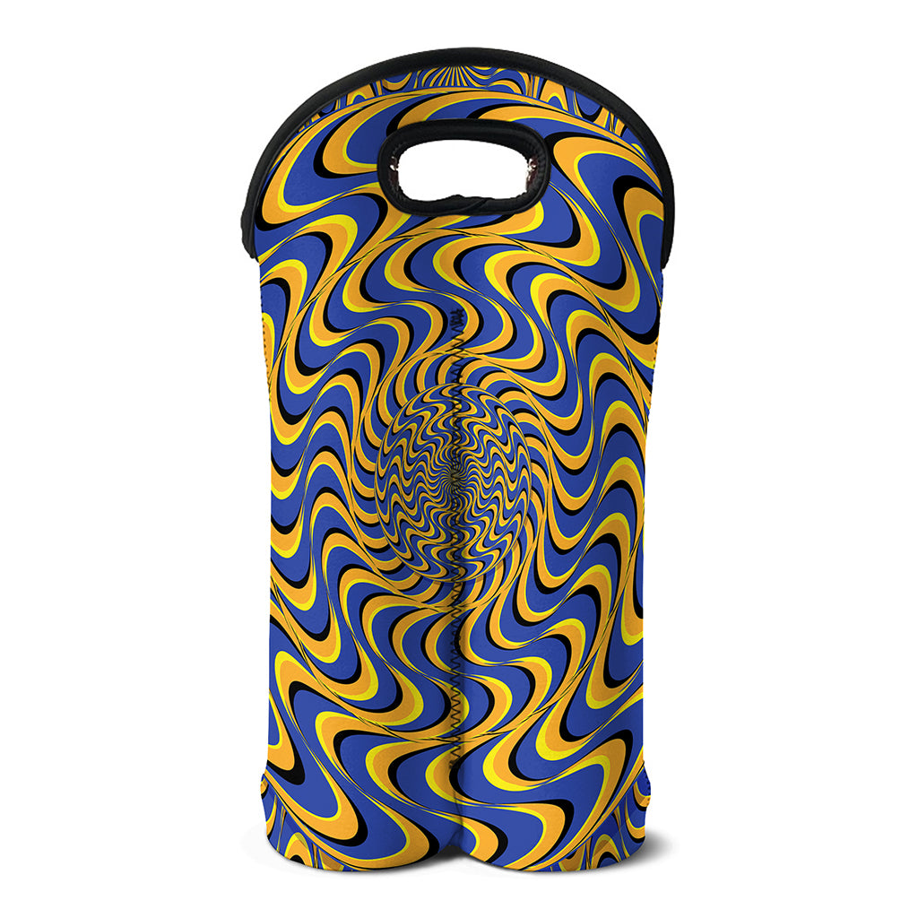 Blue And Yellow Motion Illusion Print Double Neoprene Wine Tote