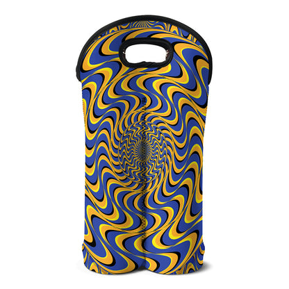 Blue And Yellow Motion Illusion Print Double Neoprene Wine Tote