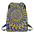 Blue And Yellow Motion Illusion Print Drawstring Backpack