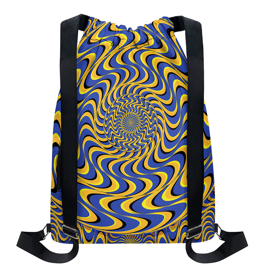 Blue And Yellow Motion Illusion Print Drawstring Backpack