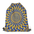 Blue And Yellow Motion Illusion Print Drawstring Bag