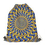 Blue And Yellow Motion Illusion Print Drawstring Bag