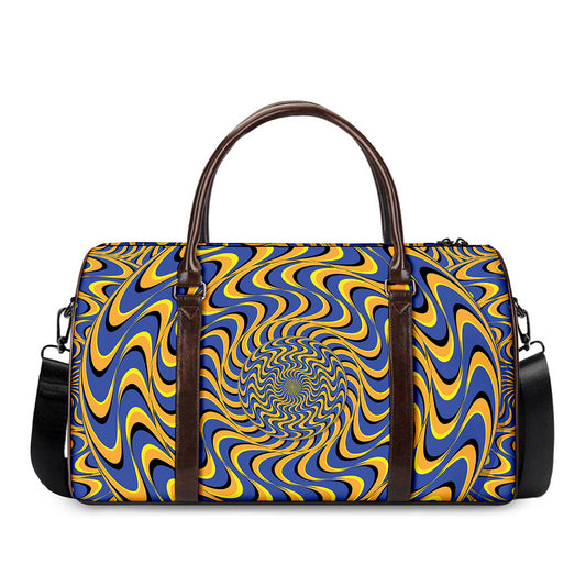 Blue And Yellow Motion Illusion Print Duffle Bag