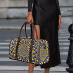 Blue And Yellow Motion Illusion Print Duffle Bag
