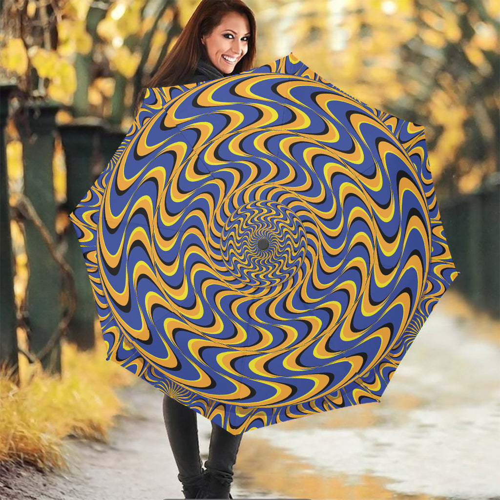 Blue And Yellow Motion Illusion Print Foldable Umbrella