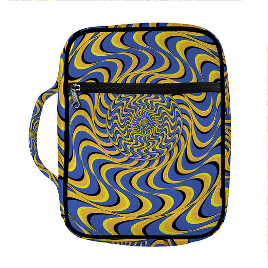 Blue And Yellow Motion Illusion Print Front Pocket Bible Bag
