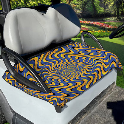 Blue And Yellow Motion Illusion Print Golf Cart Seat Cover