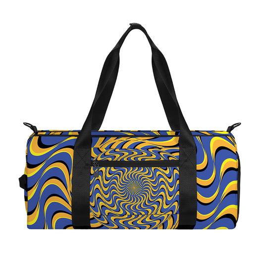 Blue And Yellow Motion Illusion Print Gym Bag