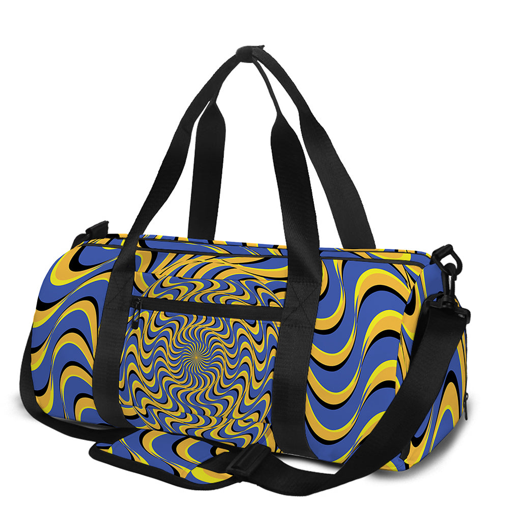 Blue And Yellow Motion Illusion Print Gym Bag