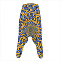 Blue And Yellow Motion Illusion Print Hammer Pants