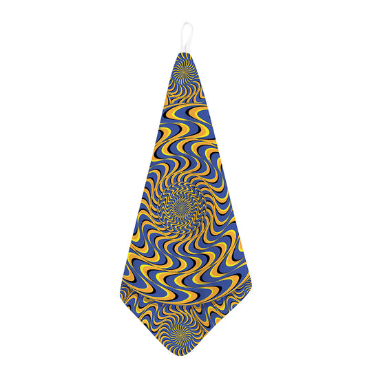 Blue And Yellow Motion Illusion Print Hand Towel