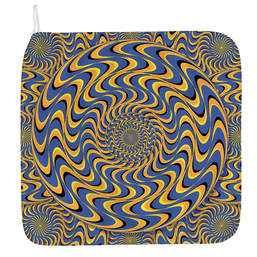 Blue And Yellow Motion Illusion Print Hand Towel