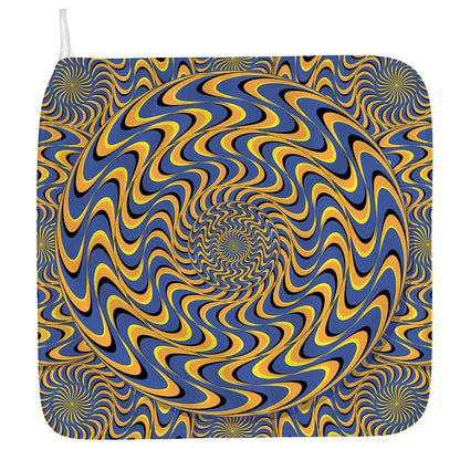 Blue And Yellow Motion Illusion Print Hand Towel