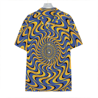 Blue And Yellow Motion Illusion Print Hawaiian Shirt