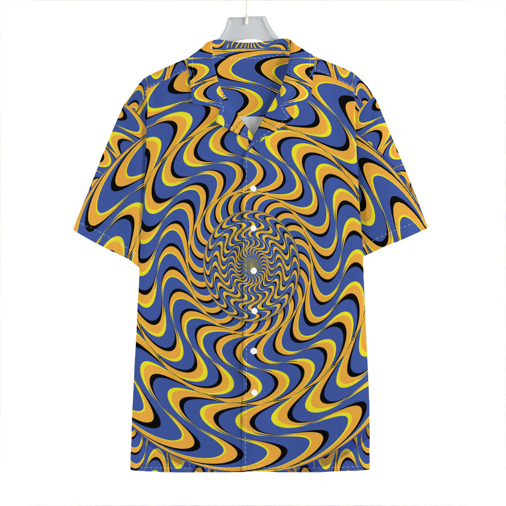 Blue And Yellow Motion Illusion Print Hawaiian Shirt