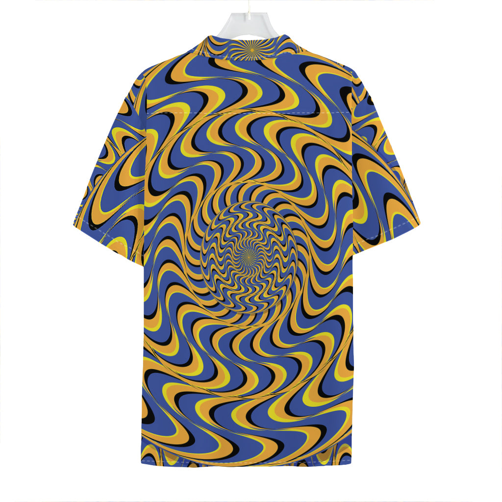 Blue And Yellow Motion Illusion Print Hawaiian Shirt