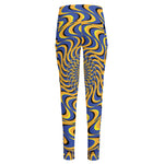 Blue And Yellow Motion Illusion Print High-Waisted Pocket Leggings