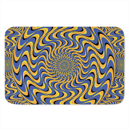 Blue And Yellow Motion Illusion Print Indoor Door Mat