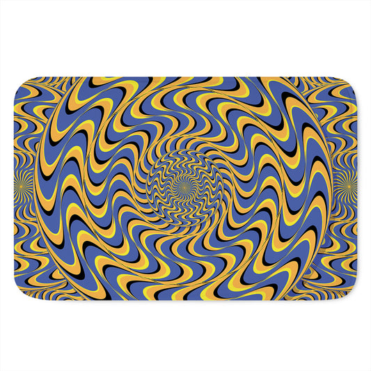 Blue And Yellow Motion Illusion Print Indoor Door Mat