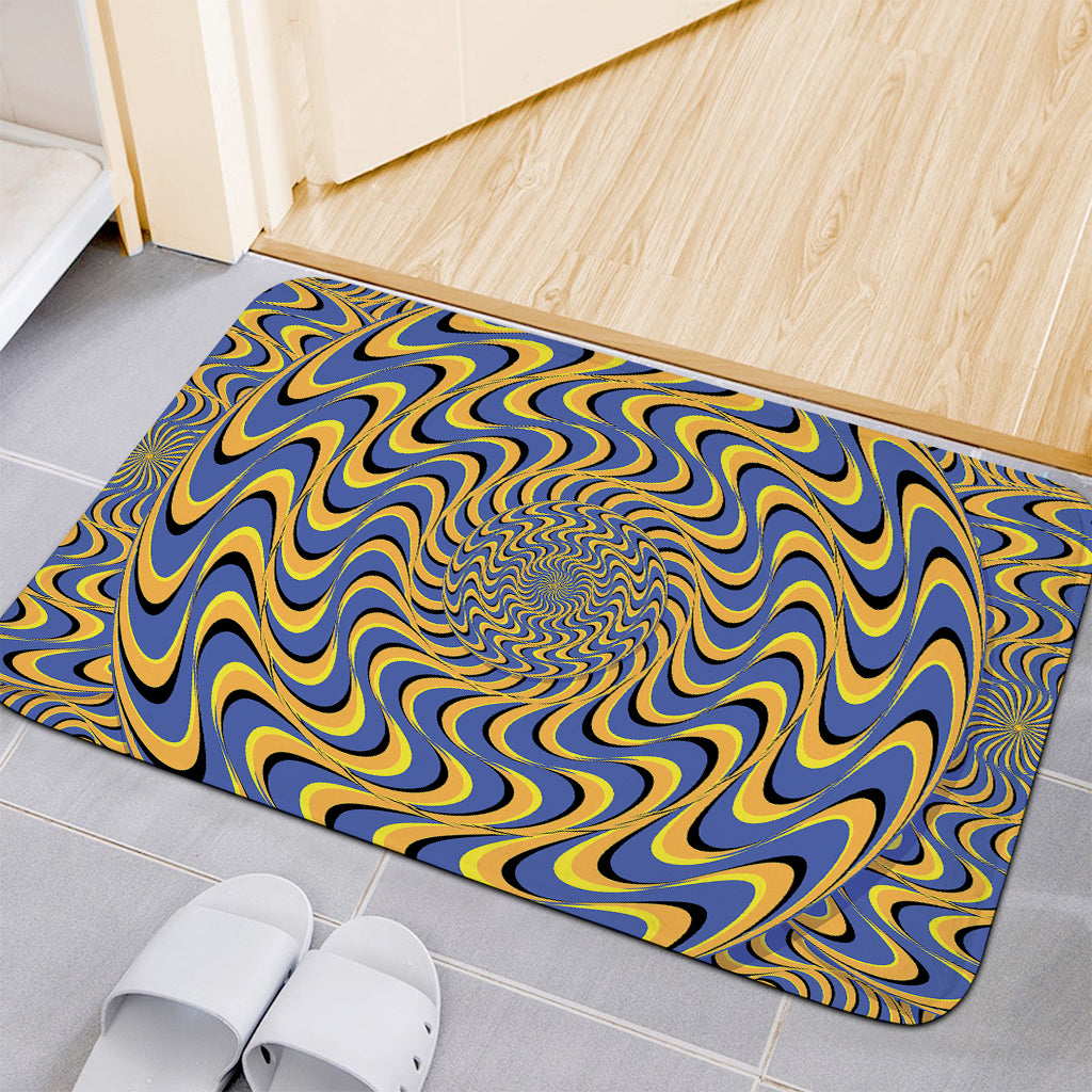 Blue And Yellow Motion Illusion Print Indoor Door Mat