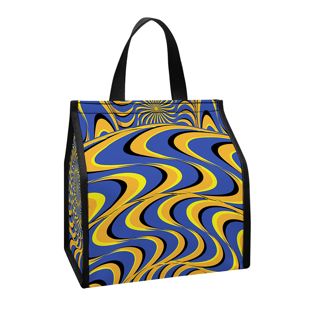 Blue And Yellow Motion Illusion Print Insulated Lunch Tote