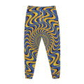 Blue And Yellow Motion Illusion Print Jogger Pants
