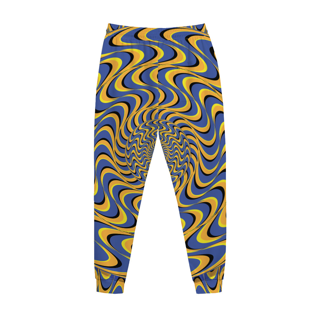 Blue And Yellow Motion Illusion Print Jogger Pants