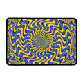 Blue And Yellow Motion Illusion Print Kitchen Mat