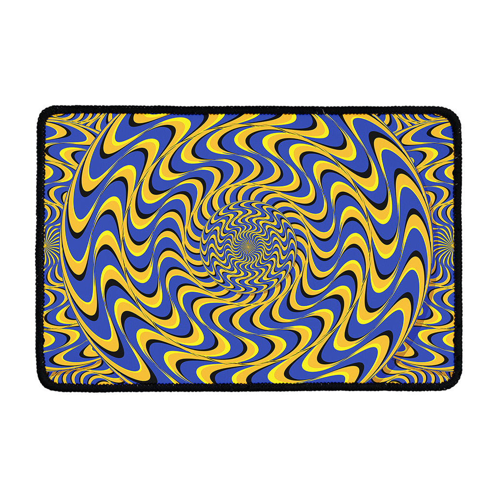 Blue And Yellow Motion Illusion Print Kitchen Mat