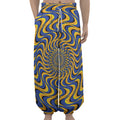 Blue And Yellow Motion Illusion Print Lantern Pants