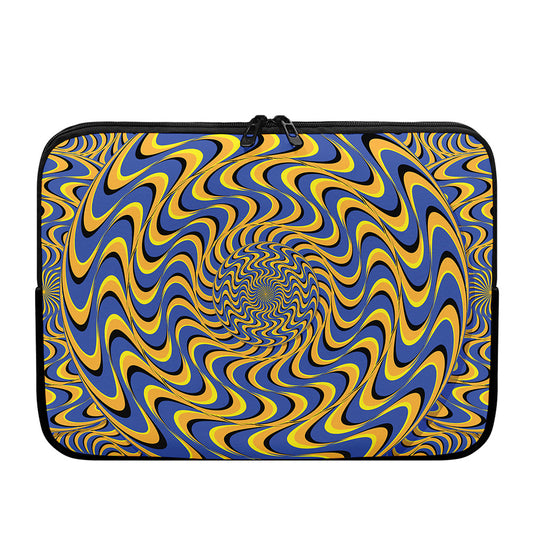Blue And Yellow Motion Illusion Print Laptop Sleeve
