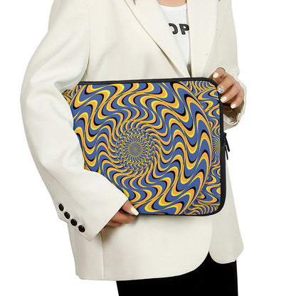 Blue And Yellow Motion Illusion Print Laptop Sleeve