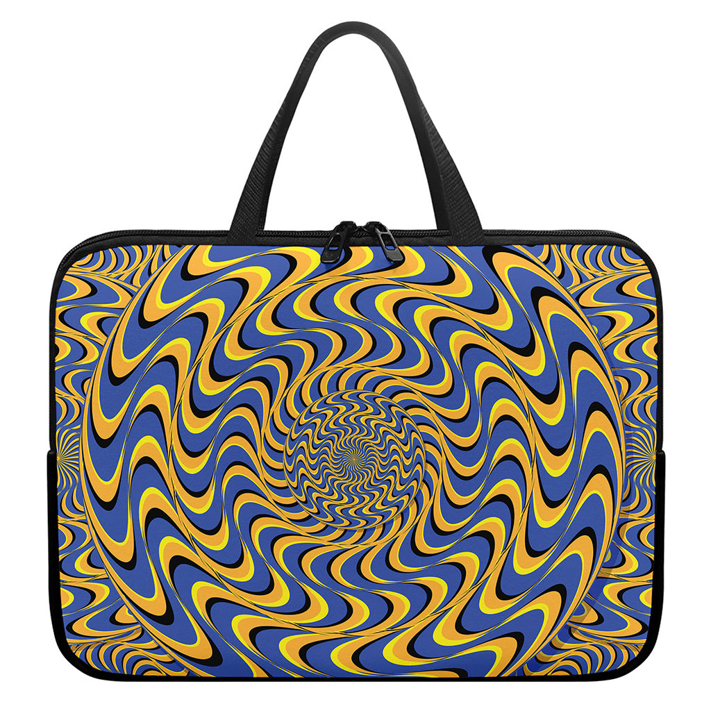 Blue And Yellow Motion Illusion Print Laptop Sleeve With Handle