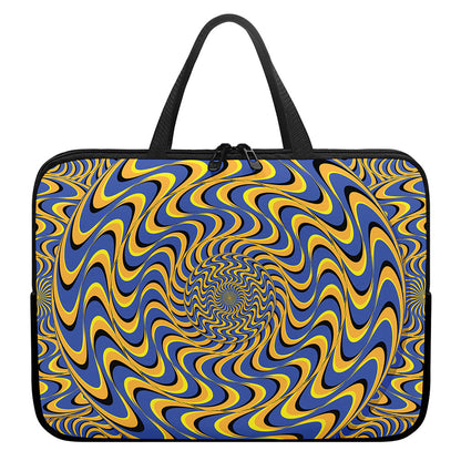 Blue And Yellow Motion Illusion Print Laptop Sleeve With Handle