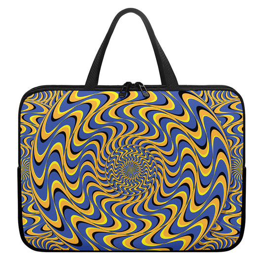Blue And Yellow Motion Illusion Print Laptop Sleeve With Handle