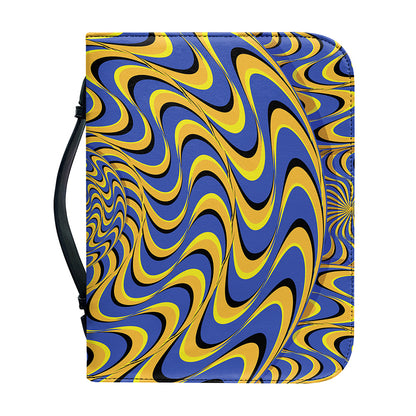 Blue And Yellow Motion Illusion Print Leather Bible Cover