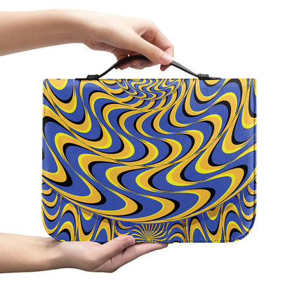 Blue And Yellow Motion Illusion Print Leather Bible Cover