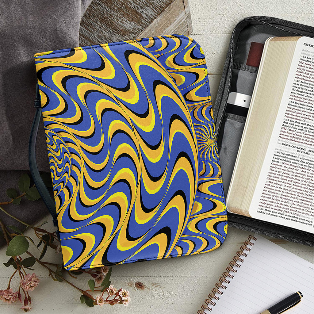 Blue And Yellow Motion Illusion Print Leather Bible Cover