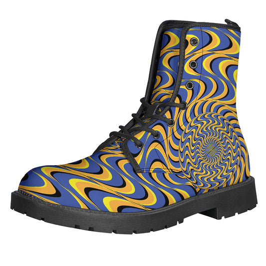 Blue And Yellow Motion Illusion Print Backpack