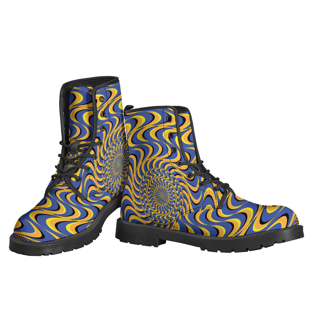 Blue And Yellow Motion Illusion Print Backpack