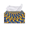 Blue And Yellow Motion Illusion Print Leather Tissue Box Cover