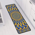Blue And Yellow Motion Illusion Print Long Kitchen Mat