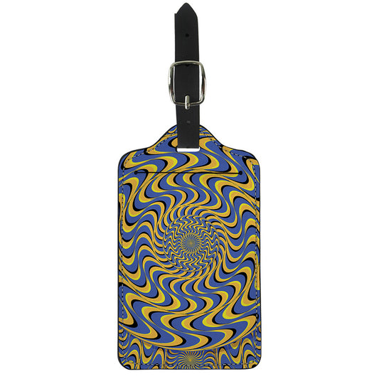 Blue And Yellow Motion Illusion Print Luggage Tag