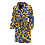 Blue And Yellow Motion Illusion Print Men's Bathrobe