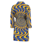Blue And Yellow Motion Illusion Print Men's Bathrobe
