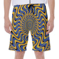Blue And Yellow Motion Illusion Print Men's Beach Shorts