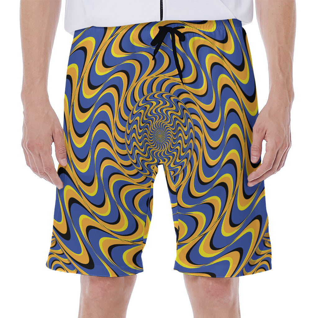 Blue And Yellow Motion Illusion Print Men's Beach Shorts