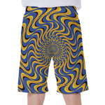 Blue And Yellow Motion Illusion Print Men's Beach Shorts