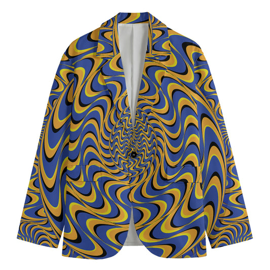 Blue And Yellow Motion Illusion Print Men's Blazer